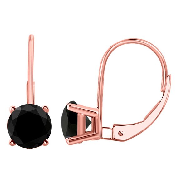 1.50 Cttw Leverback Natural Black Diamond Earrings - Picture 1 of 12